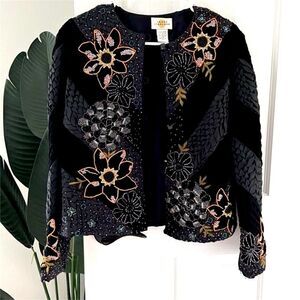 Sandy Starkman Vintage multicolored Beaded Velvet Sequin Blazer